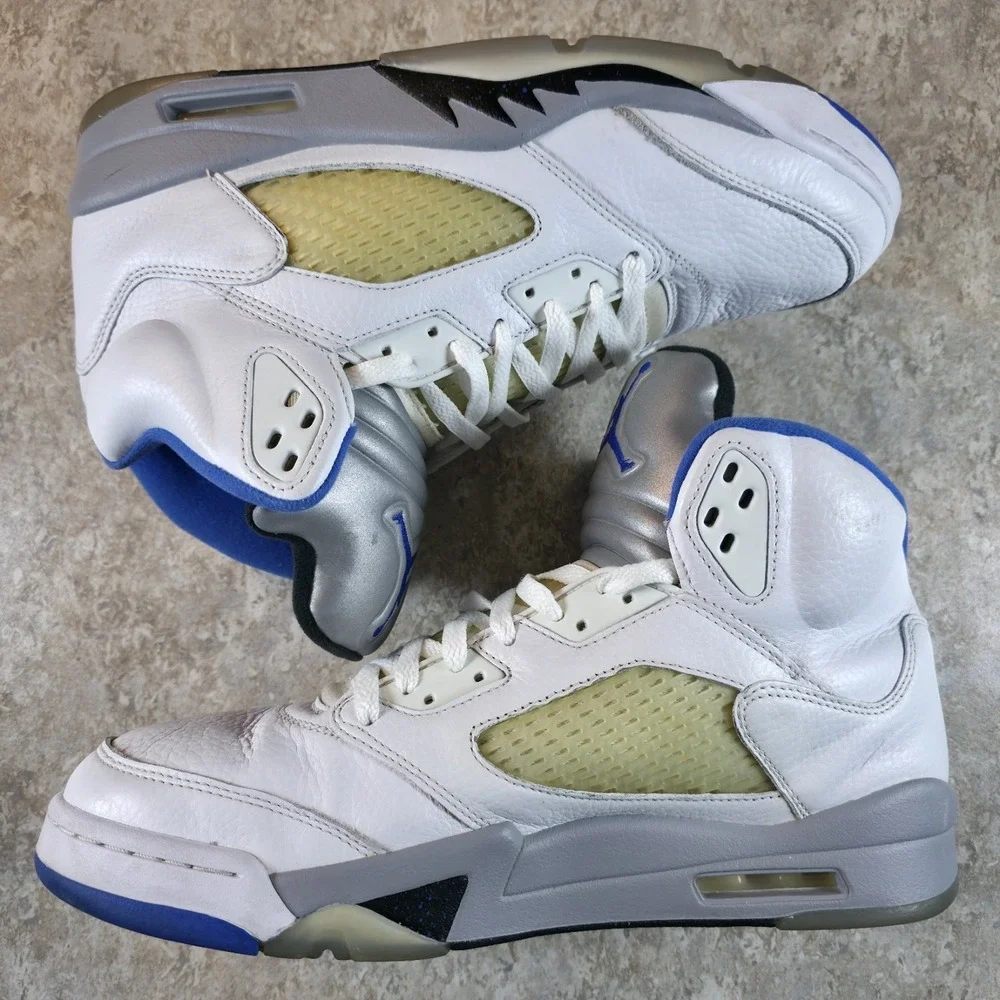Air Jordan 5 Retro Size 12 Stealth White Hyper Royal DD0587-140 Sneakers Shoes
